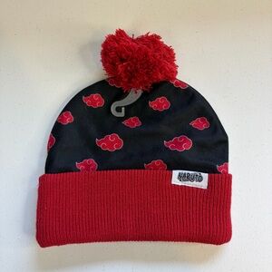 Naruto Beanie Toque Hat Shippuden Akatsuki Cloud Youth Cuffed Pom New red black